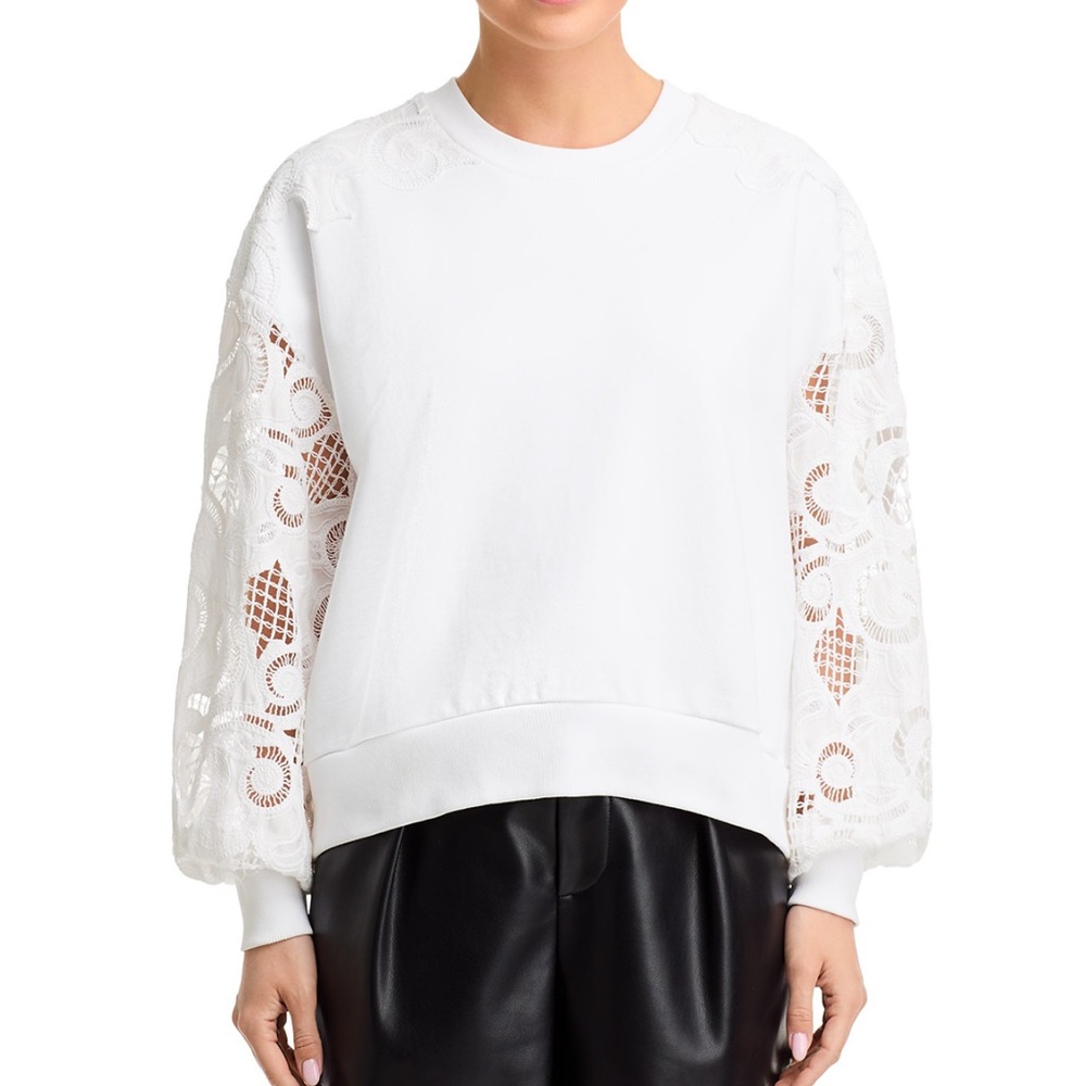 BNWT Fate Off White Cream Embroidered Eyelet  Women's Top, Sz Xsmall - Picture 11 of 12
